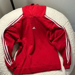 Adidas Boys Red Sweatshirt with Classic Stripes